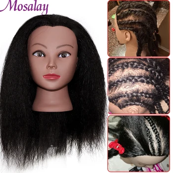 Afro Mannequin Head With Hair for Braiding Cornrow Practice Head 100% Hair Training Mannequin Dummy Heads for Hairdressing Salon