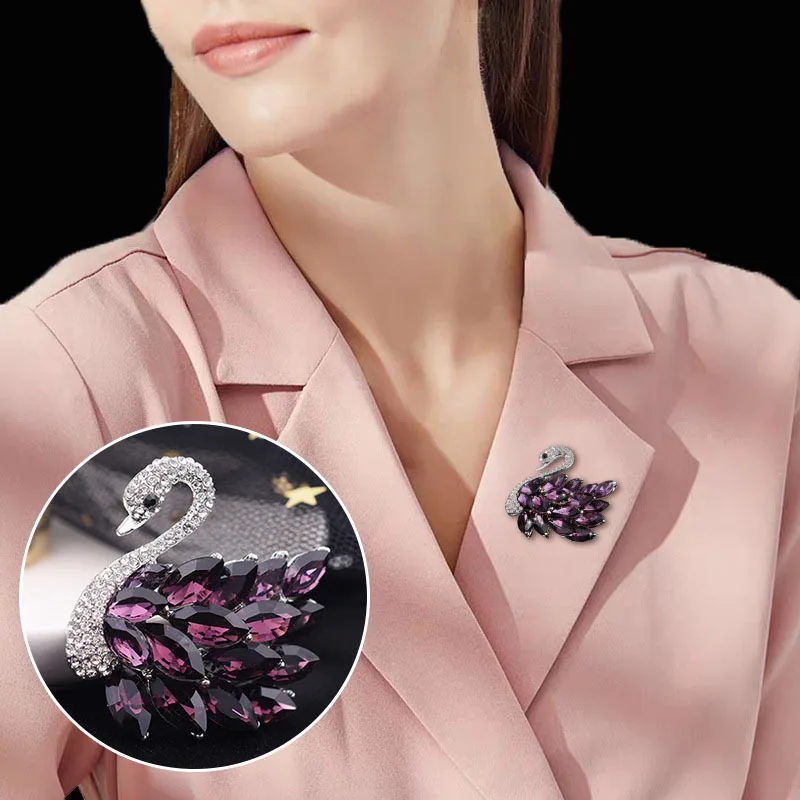 Spilla Cigno Elegante Per Donna, Gioiello A Forma Di Uccello In Lega Bianca, Spilla Animaliera Per Sciarpe E Abiti, Accessorio Moda - 2
