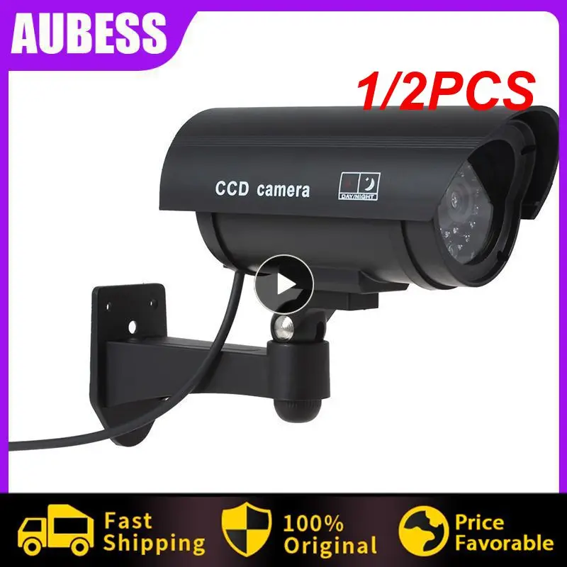 

1/2PCS Fake Camera Outdoor Dummy Camera Simulation Indoor Led Light Monitor Exterior Deterrent CCTV Simulated