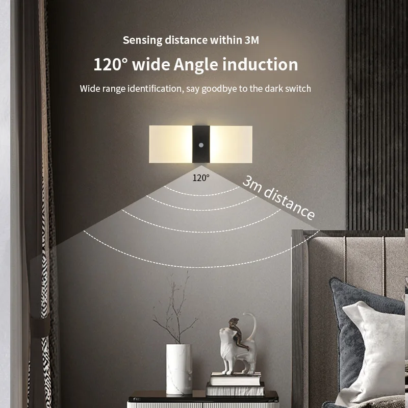 5V USB Powered Smart LED Dimmable wall Light Infrared human body sensing Lamp High Brightness Backlight for Easy installation motion sensor light led light led wall lamp wall light