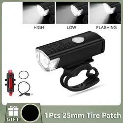 1Pcs Bicycle Light USB LED Rechargeable Set MTB Road Bike Front Back Headlight Lamp Flashlight Cycling Light Cycling Accessories