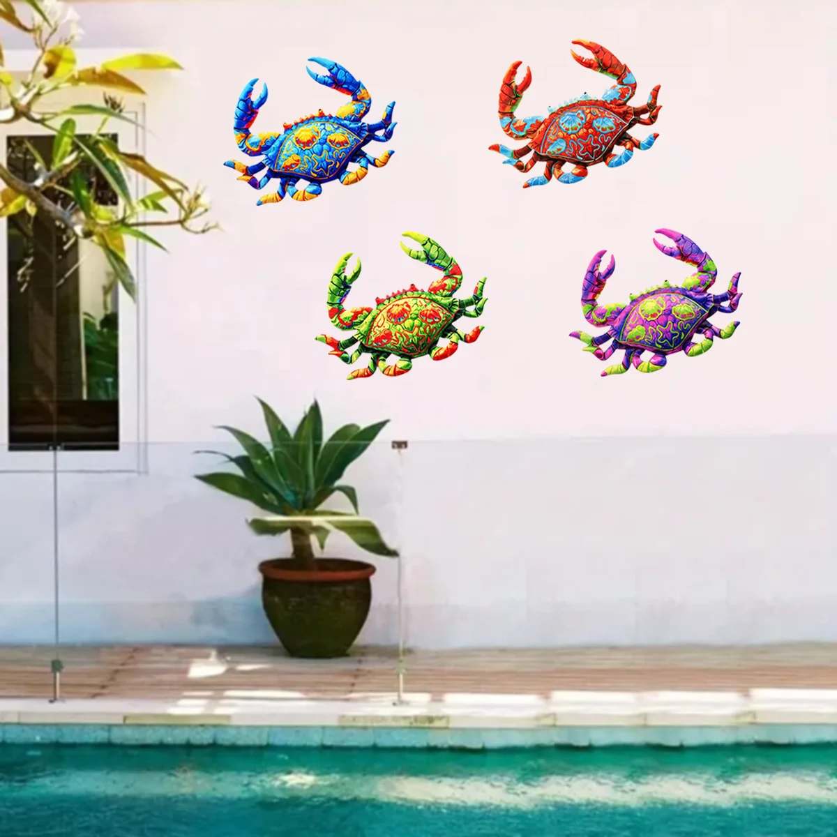 DIYEAH Decorazione da Parete a Forma di Granchio in Metallo Blu