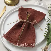 10pcs Vintage Rustic Cotton Napkins Retro Burr Soft and Absorbent Napkin Cloth Linen for Wedding Party Table Decorations 2
