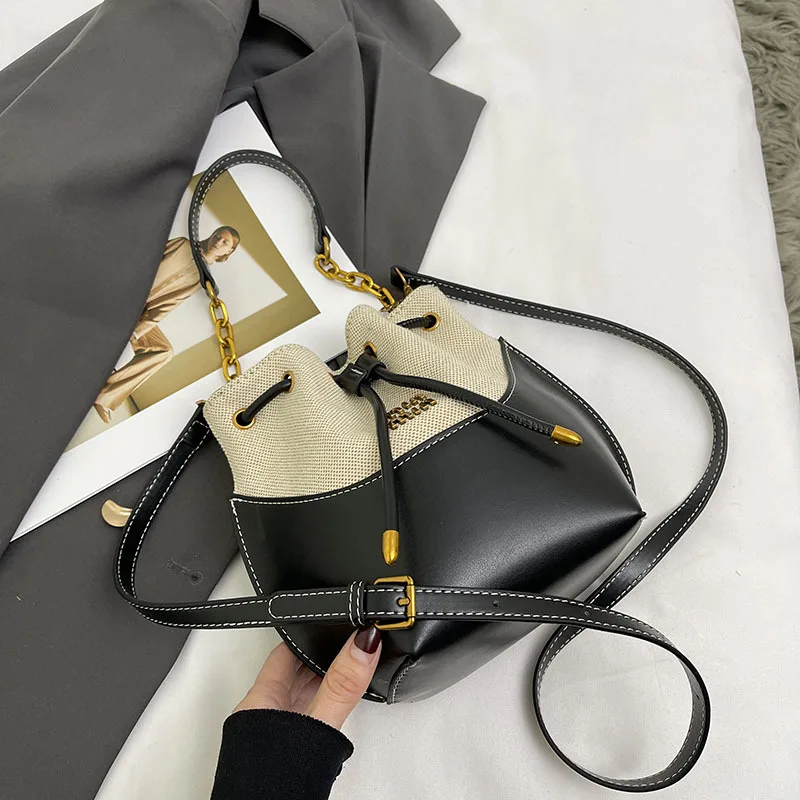 Shoulder bag canvas shoulder bag lady messenger bag Handheld Bucket Bag Women Fashionable Casual Shoulder Bag Korean Version Niche Simple High-end Crossbody