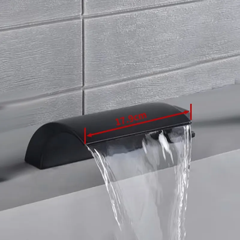Gold/Matte Black Color Bathtub Waterfall Spout Bathtub Waterfall Inlet Faucet Handle Shower Switch Valve Stainless Steel 6