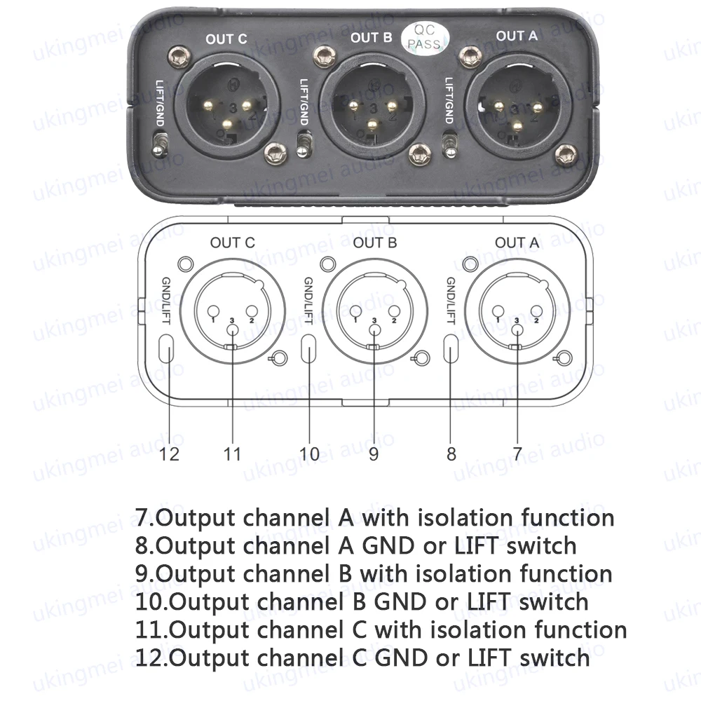 Passive Balanced Sound Audio Splitter Amplifier Mixer Distributor XLR Audio Isolation 1 in 4 Out Microphone Signal Splitter