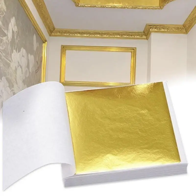 

100 Sheets Imitation Gold Silver Foil Paper Leaf Gilding DIY Art Craft Paper Birthday Party Wedding Cake Dessert Decorations