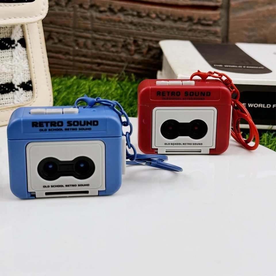 ZAKOL 개인화 된 레트로 테이프 레코더 키 체인 미니 녹음 뮤직 박스 펜던트 열쇠 고리 배낭 장식 생일 커플 선물