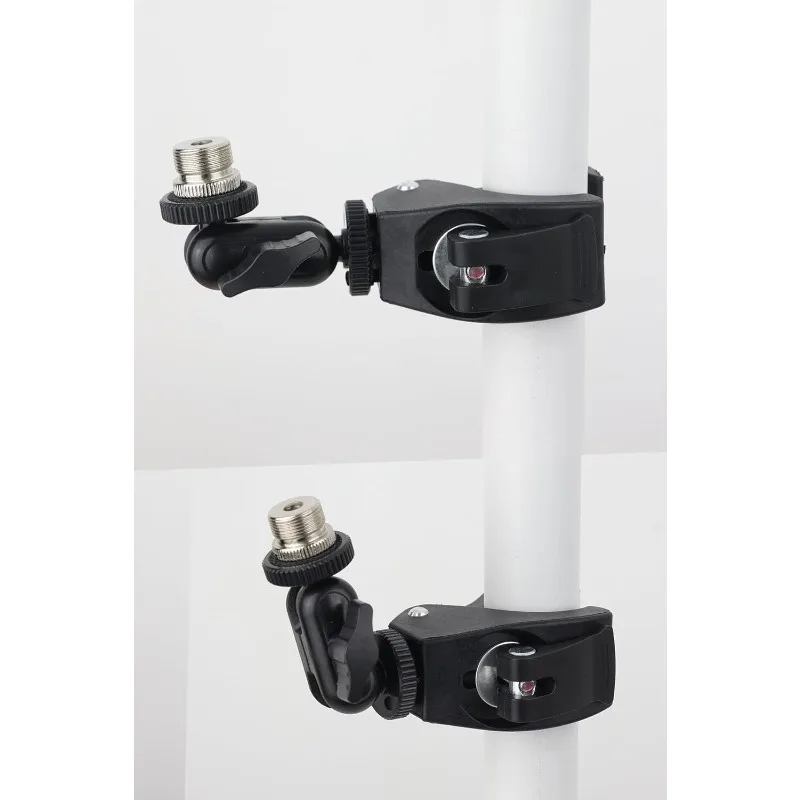 Mikrofon-Krabbenklemme, Mikrofonhalterung mit doppelter Kugelkopf-Einstellung, 1/4 Zoll bis 5/8 Zoll Gewinde, passend für Mikrofonständer, Trommelständer, Geschenk-Mikrofonclip – Detail 5