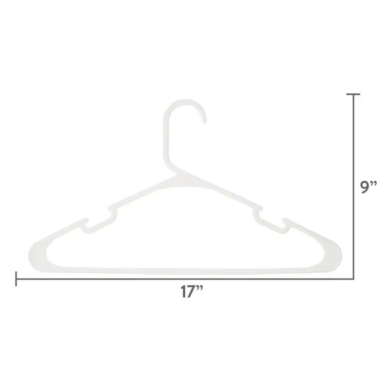 

Plastic Clothing Hanger, Slotted for Strappy Shirts, 60 Pack, White