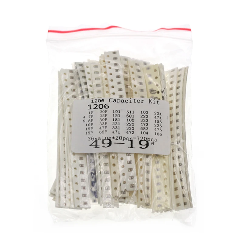 

1206 SMD керамический конденсатор в ассортименте, 36 ценностей X 20 шт. = 720 шт. 1PF-10UF набор образцов