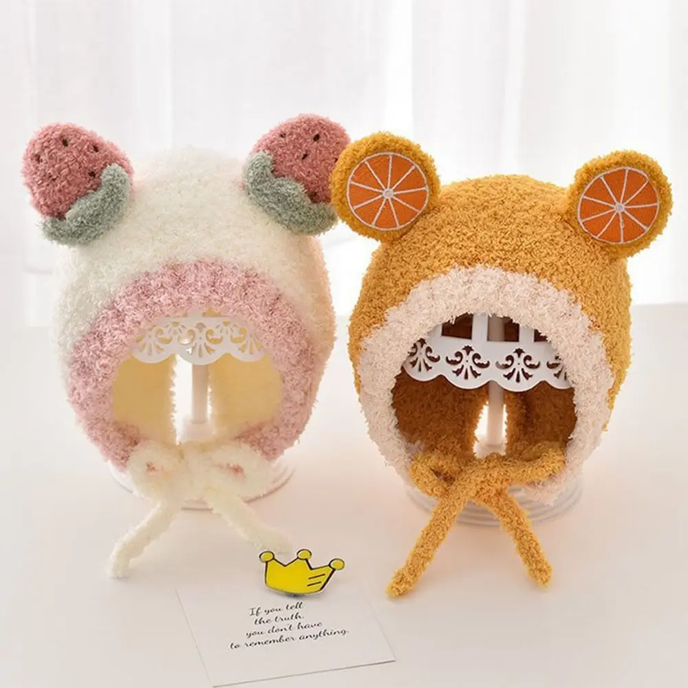 Cartoon Cold-proof Autumn Winter Hats Thickened Cute Fruit Warmer Warm Bonnet Warm Newborn Cap Baby Children Kids