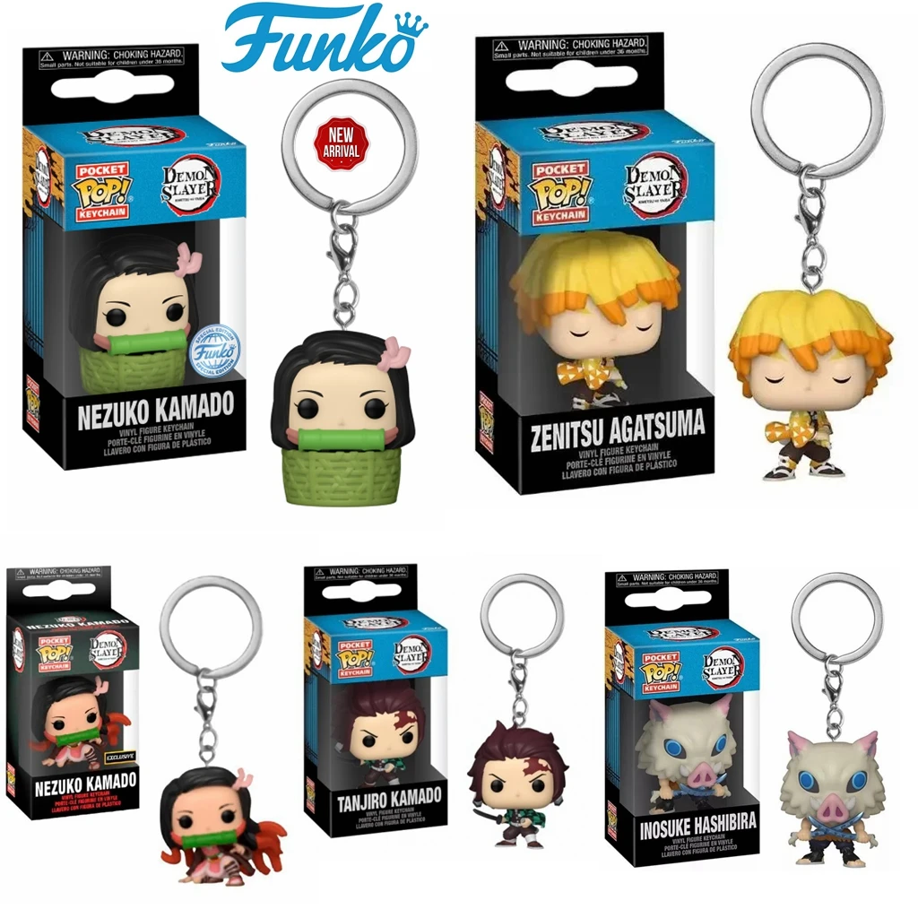 thumbnail image 2 of FUNKO POP Demon Slayer NEZUKO KAMADO ZENITSU AGATSUMA TANJIRO INOSUKE HASHIBIRA llavero Pop de bolsillo colección modelo muñeca de juguete, 2 of 5