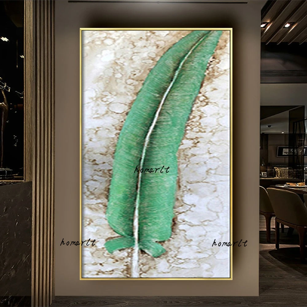 

Handmade Abstract Oil Painting Landscape Wall Art On Canvas Green Leaf Plants Modern For Home Living Room Decorative Arts