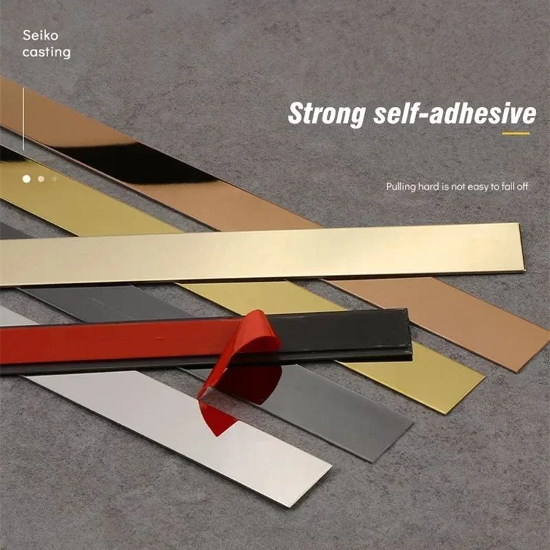 Bande Autocollante Décorative En Acier Inoxydable – Finition Miroir Plat, Pour Meubles, Murs Et Plafonds
