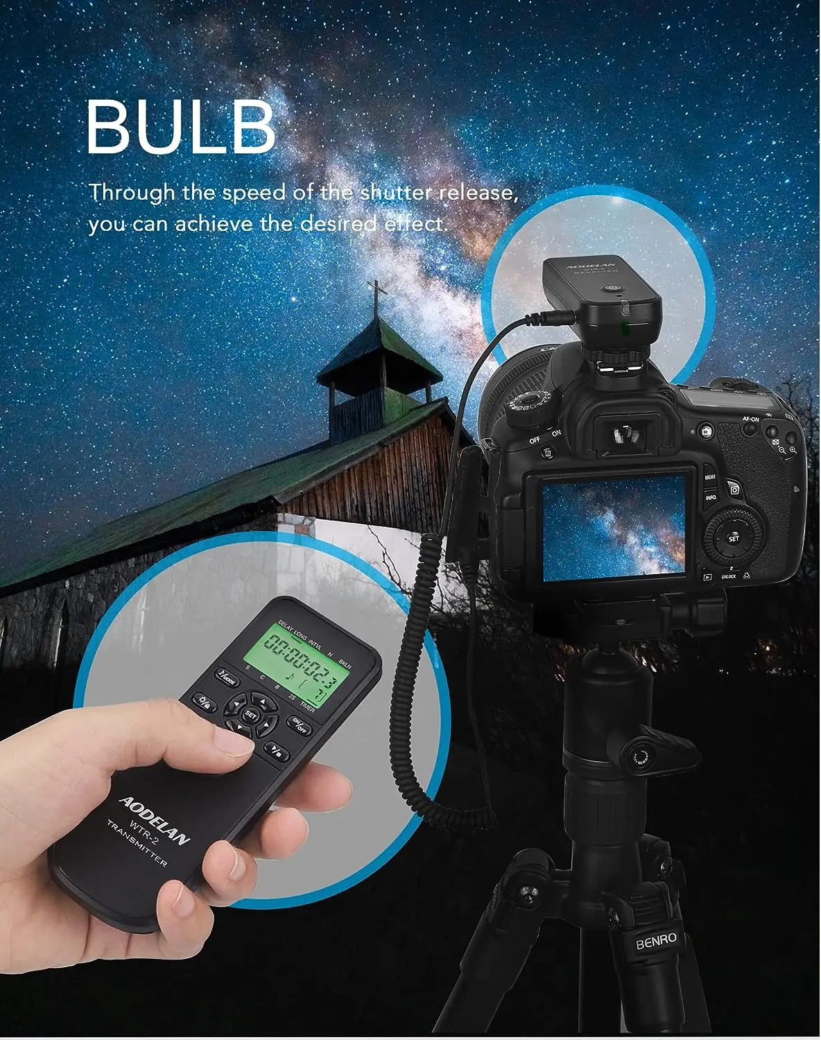 Wireless WTR-2 Camera Timer Shutter Release Timelapse Intervalometer Remote Control For Canon Sony Nikon Bulb Continuous Shootin