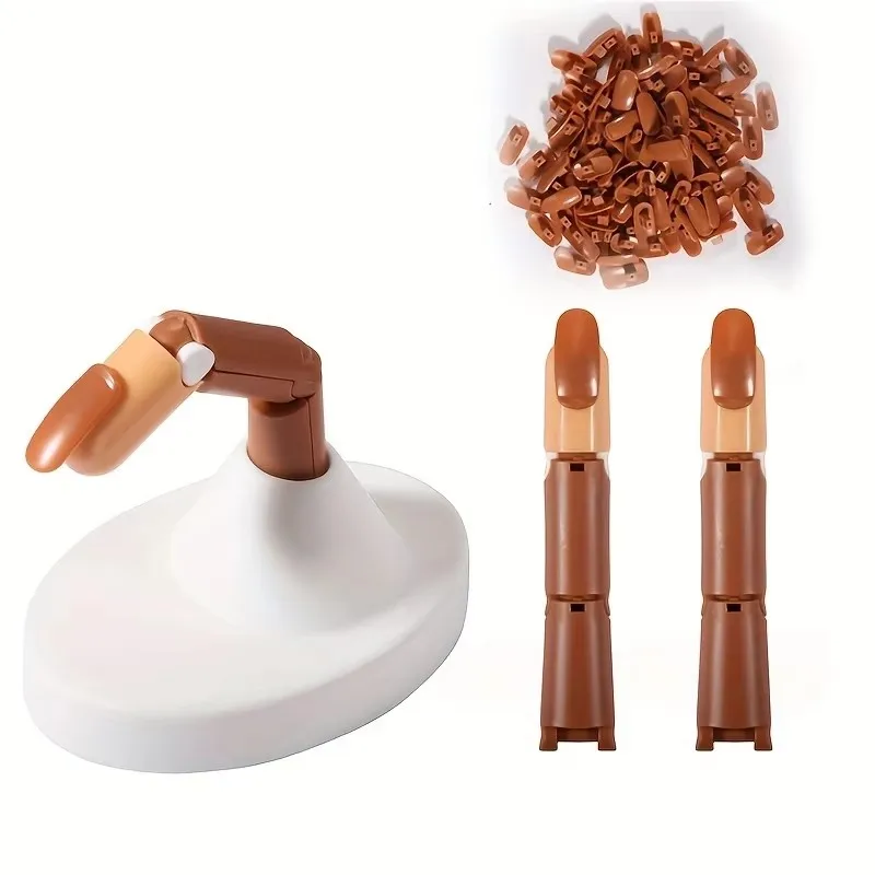 Detachable Beginner Practice Fake Nails Silicone Nail Set Mechanical Practice Hand Movable Fingers with Base