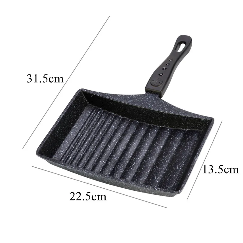 Joyzan Square Japanese Omelette Pan, Tamagoyaki Egg Skillet Maker Nonstick Roll Rectangle Tamago Frying Rectangular Kitchen Cooking Griddle Tools Plastic Handle Baking Pancake Induction Cooktop Black