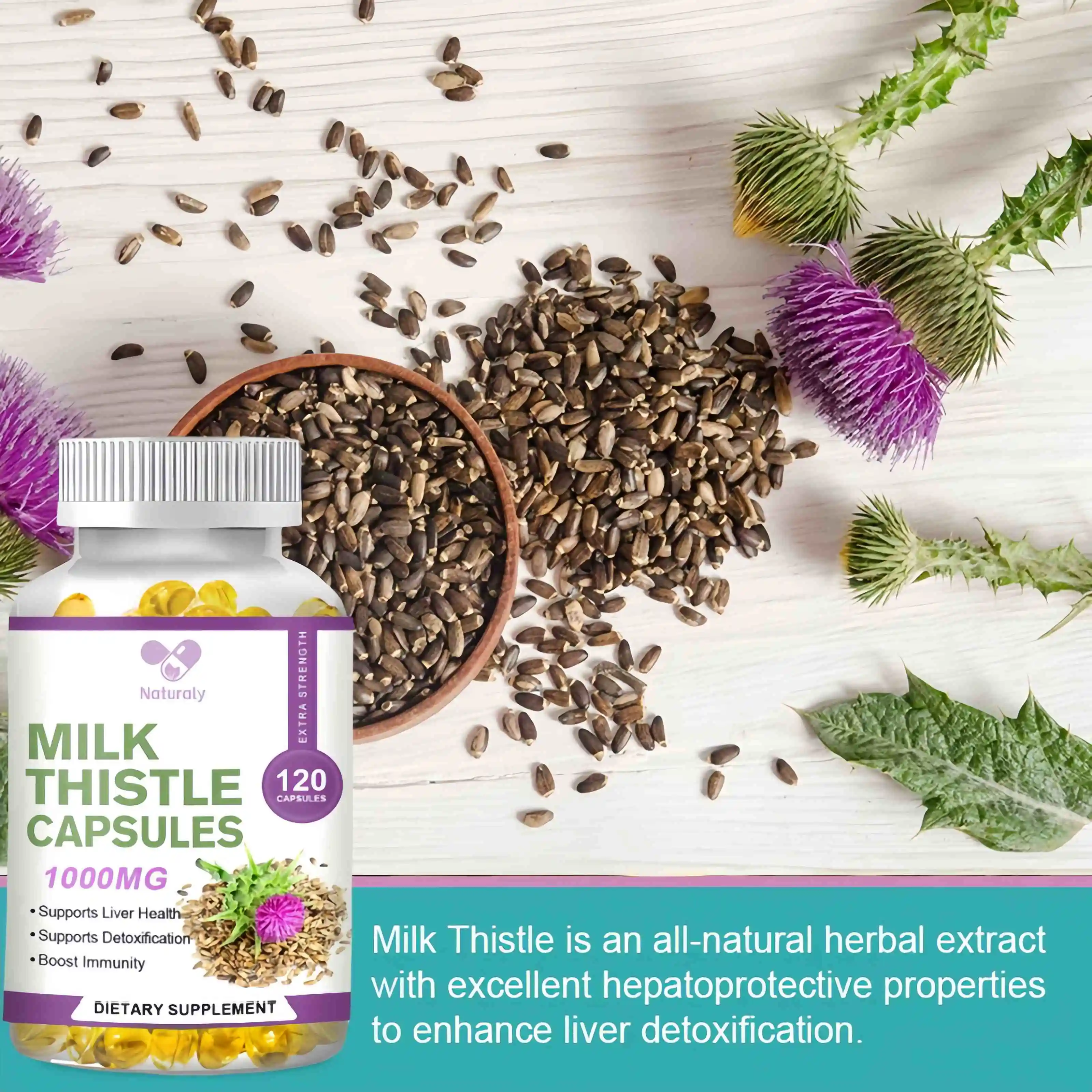 Liver Detox Supplement Milk Thistle 1000 Mg Silymarin & Dandelion Root Helps Repair Liver Supports Detoxification and Cleanses