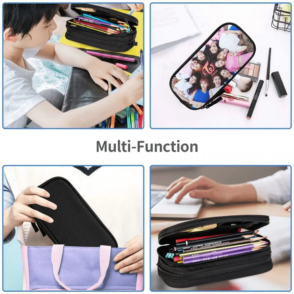 Kpop TWICE Girl Group Big Capacity Pencil Pen Case Office College School Large Storage Bag Pouch Holder Box Organizer