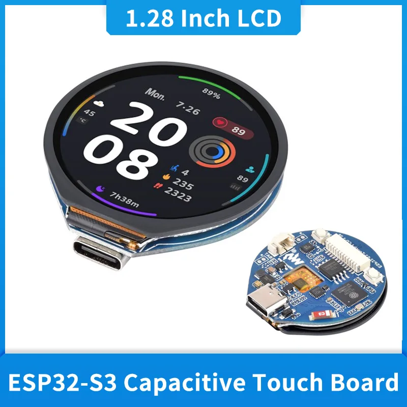 

ESP32-S3 макетная плата 1,28 дюймовый сенсорный экран круглый ЖК-дисплей с WiFi Bluetooth 5 BLE акселерометр гироскоп датчик