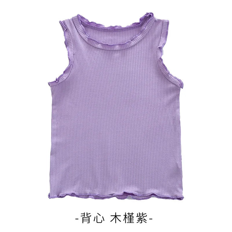 Summer Tops for Girls Fungus Kids Tank Top Solid Color Children T-shirts Cotton Baby Vest Undershirts Toddler Bottom