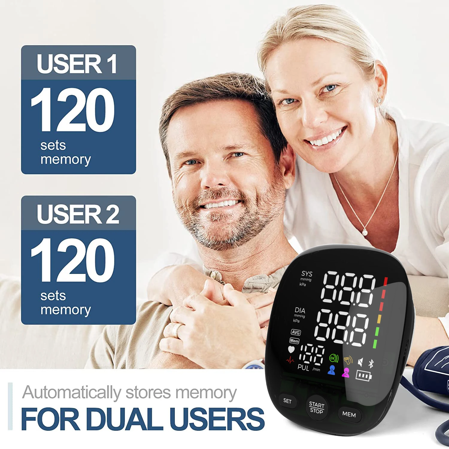 Kingclinic New Household Arm Type Digital Electronic Portable LED Smart Blood Pressure Meter BP Monitor 3