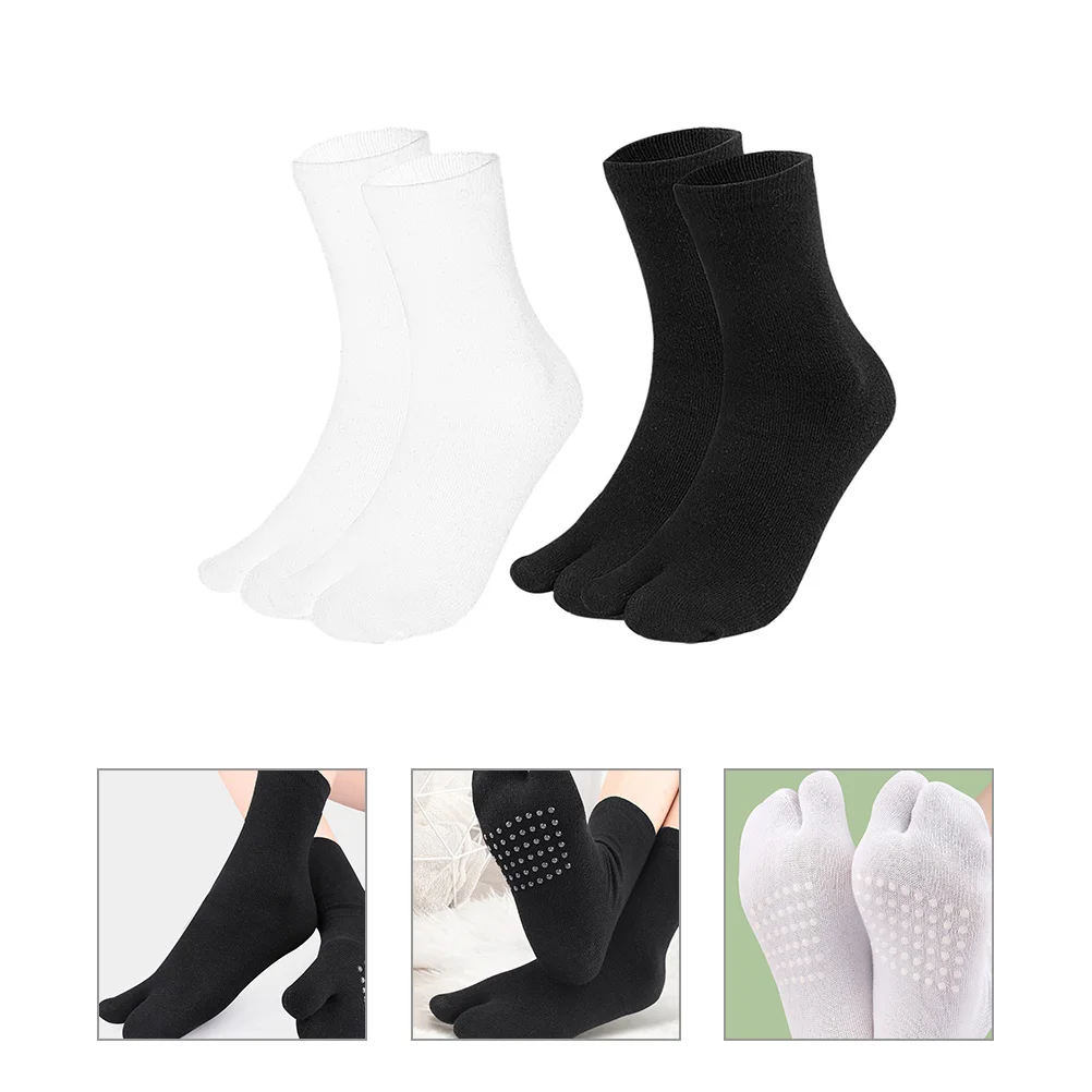 

2 Pairs Tabi Socks Slip Resistant for Women Toe Ordinary Casual Non-skid Cotton Split