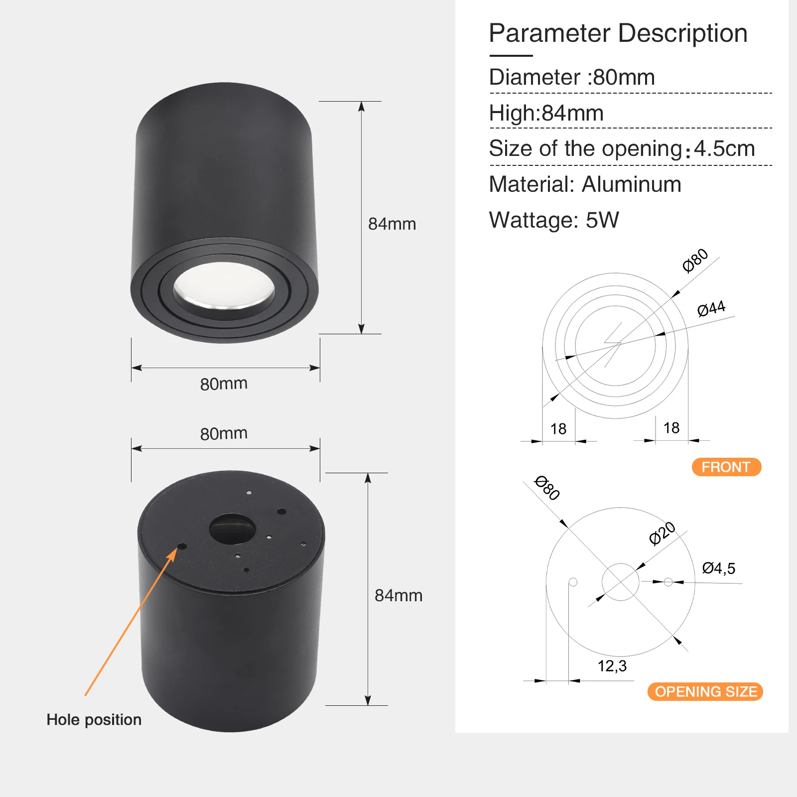 2pcs Spotlight GU10 Fitting Round LED Surface Mounted Ceiling Spot Light GU 10 Halogen Bulb Cylinder Down Lamp Fixture 220V