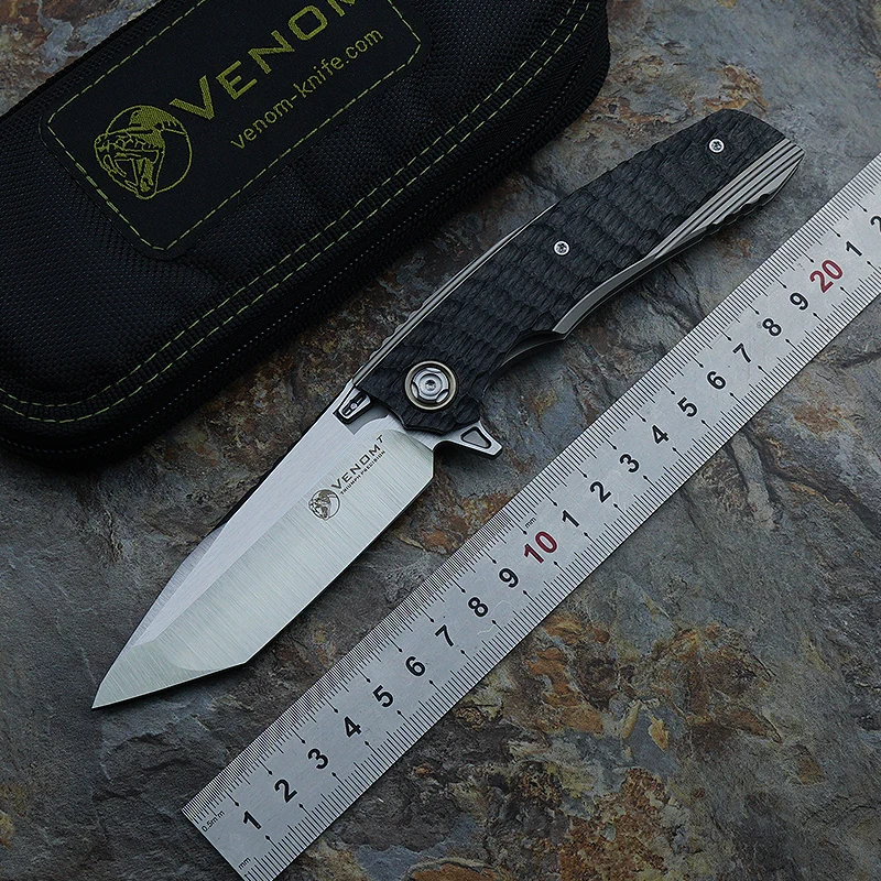 

Складной нож VENOM T Kevinjohn S30V, карманный клинок из титанового сплава, рукоятка CF, нож для самообороны, инструменты для повседневного использования