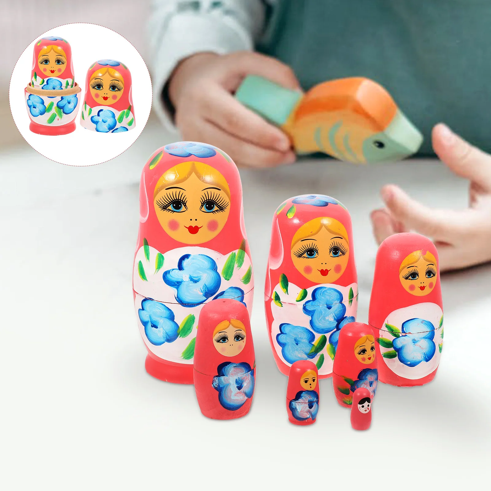 Nesting Dolls 7 Layer Matryoshka Halloween Wishing Gift Handmade Wooden Kit Kids Model Kits Carving Craft