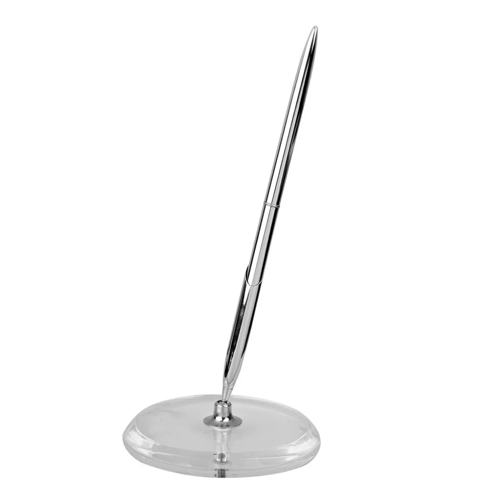 

Round Pen Holder Signing Pen Set for Wedding Bridal Engagement (Silver)