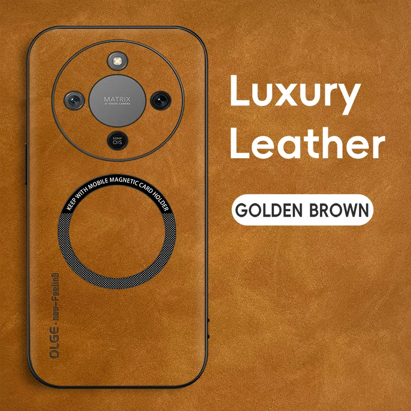 Magnetic Retro Leather Soft Phone Case with Wireless Charging Compatibility