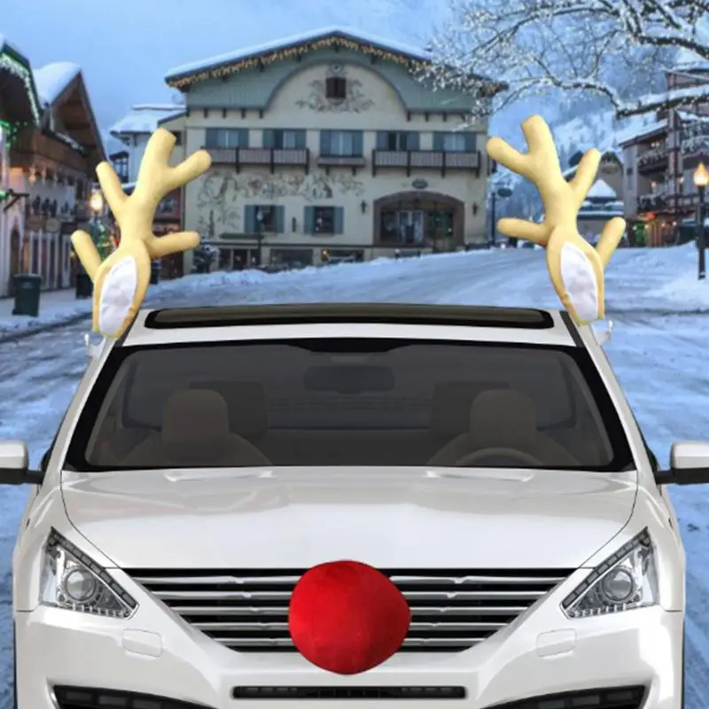 1 Paire De Décorations De Bois De Renne De Noël, Décoration De Voiture À  Nez Rouge, Décoration De Voiture De Renne Mignonne, Décoration De Cadeau De  Noël, Accessoires De Voiture - Temu France