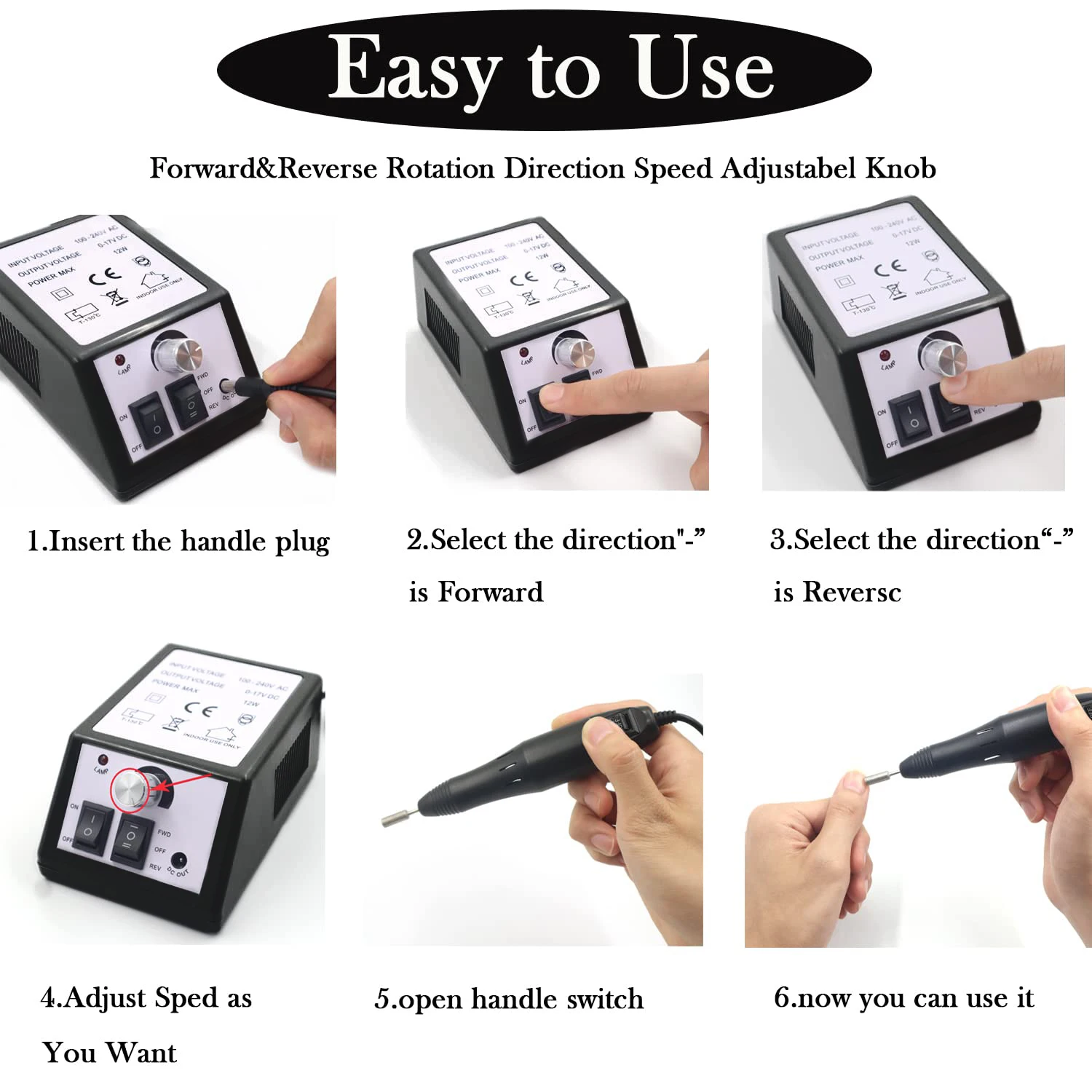 YIKOOLI Nail Drill Machine 20000RPM Professional Electric Nail Drill Machine for Nail Tech Supplies Acrylic Electric Nail Drill 4