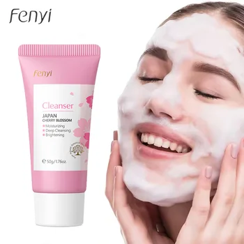 Sakura Facial Cleanser Moisturizing Brightening Acne Removal Oil Control Face Wash for Women& Men 50g Sakura Foam Cleanser Set