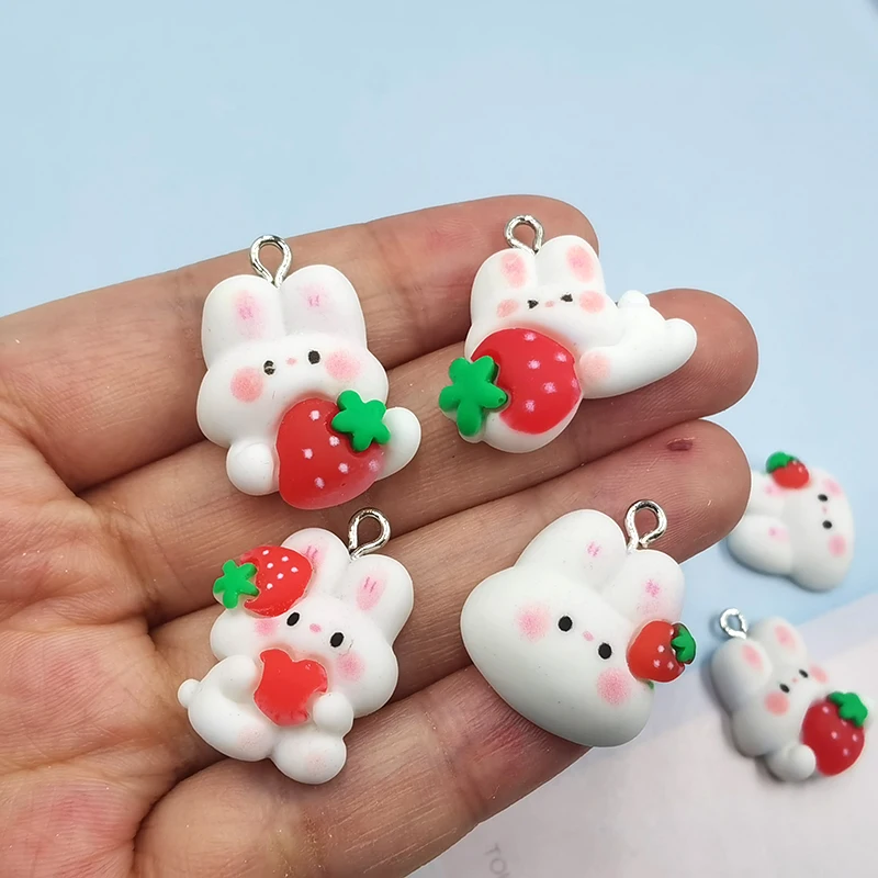 10pcs/pack Kawaii Lovely Cartoon Rabbit Cat Resin Earring Necklace Pendant Cute  Charms DIY Keychain Accessories - AliExpress