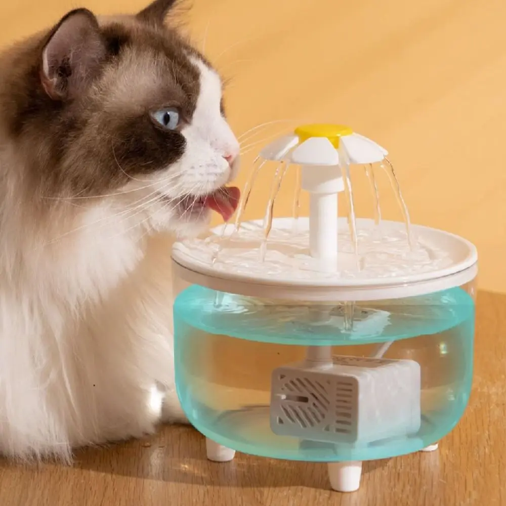 Electric Automatic Cat Water Fountain Transparent Flower Nozzle Cat Water Dispenser Water Filter Large Capacity
