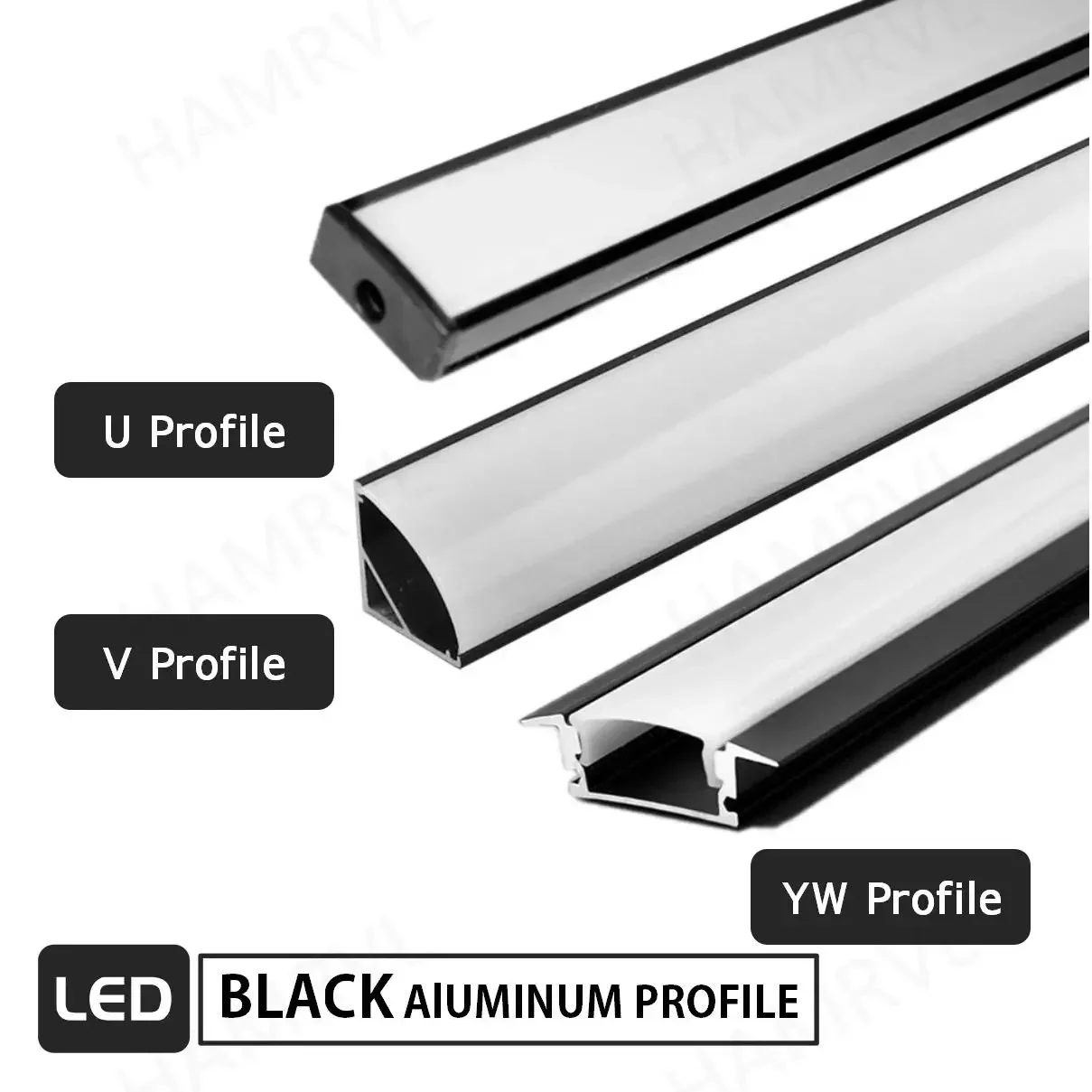 KIT - Perfil aluminio LOX para tiras LED, 2 metros, negro - LEDBO