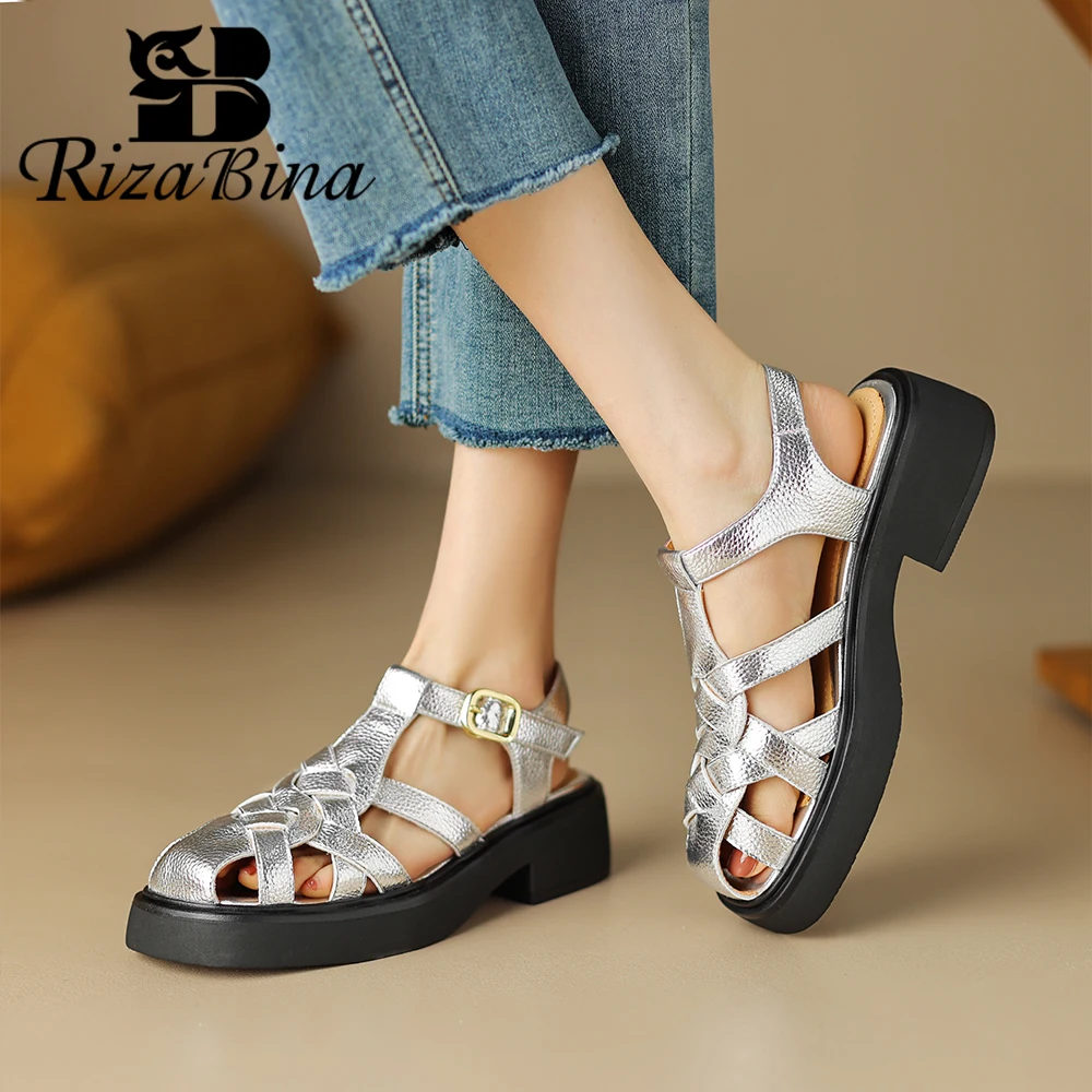 

RIZABINA Platform Sandals For Women Fashion Round Toe Thick Heels Casual Summer Shoes Buckle Strap Outdoor Daily Female Footwear