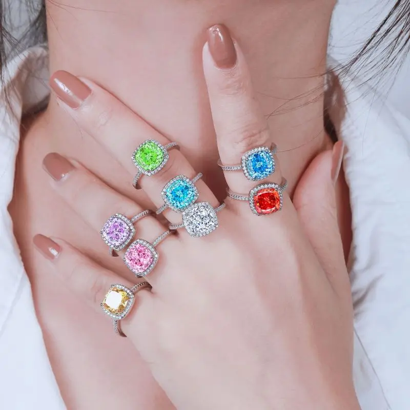 

925 пробы Серебряная Заводская поставка, ювелирные изделия на заказ, цвет 3.5ct, кубический цирконий, Высокоуглеродистый бриллиант, кольцо с подушкой, изящное Ювелирное кольцо