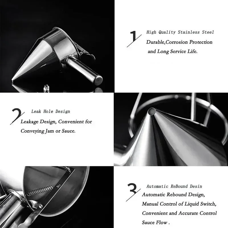 1pcs Stainless Steel Funnel Dispenser with Rack Cupcake Pancake Batter Maker Octopus Fish Ball Home Kitchen Baking Tools Baking