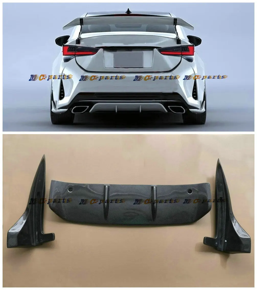 Lexus Rc200t Rear 3PCS Real Carbon Fiber Rear Bumper Diffuser Lip Splitter Cover Factory ...