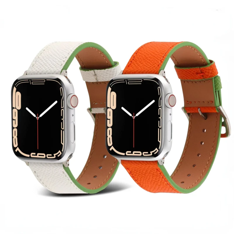 Leather Strap for Apple Watch Ultra 49mm 8 7 45mm 41mm 44mm 40mm 42mm 38mm Lychee Pattern Bracelet Wristband for iwatch 6 5 4 SE