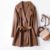 Leather Coat Women Spring Autumn Mid Length Coffee Suit Collar Sheepskin Trench Belt Coat Slim Waist Genuine Leather Coat