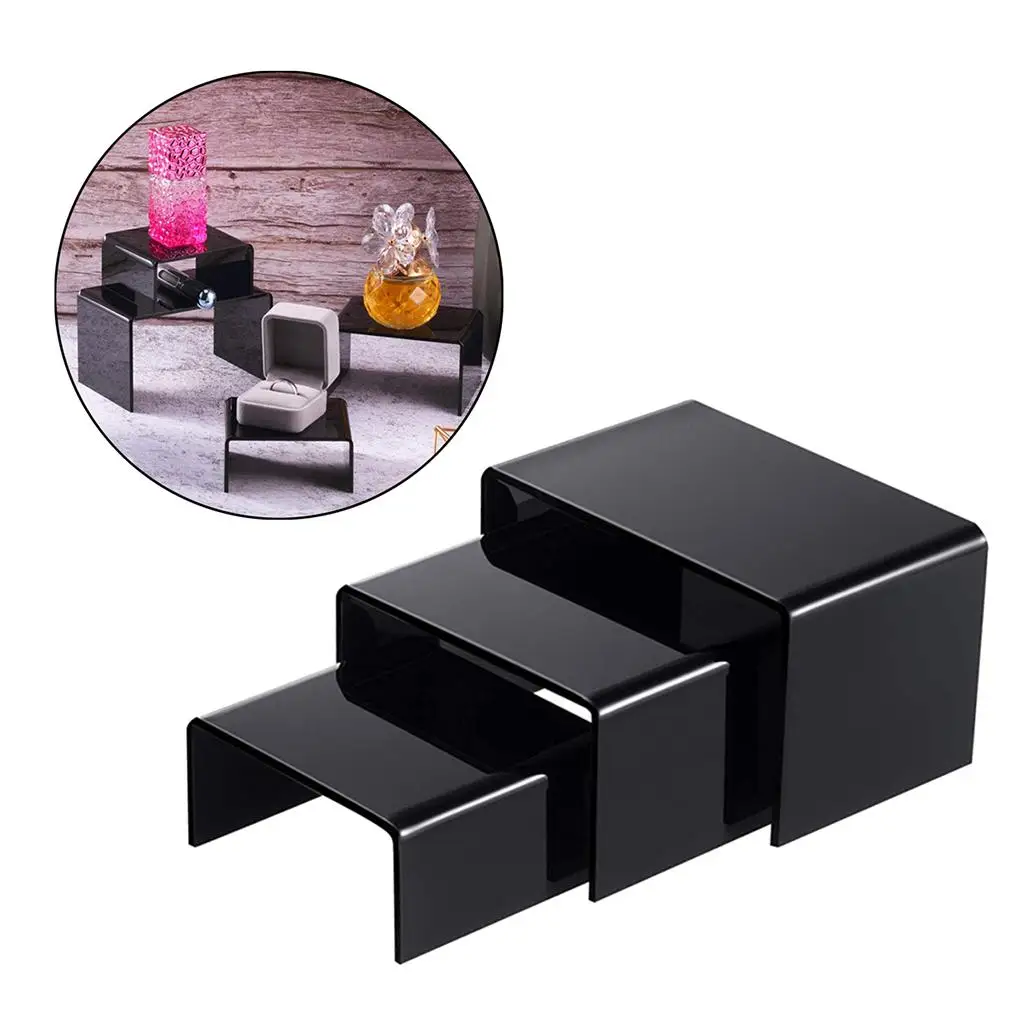 Riser for Counters, Different Displays Set of 3 Black Acrylic
