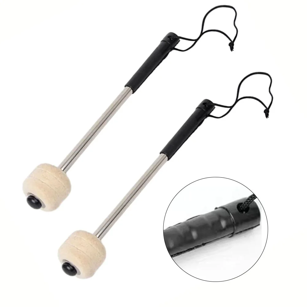 2Pcs Bass Drum Mallet Felt Head Mallet Timpani With Stainless Steel Handle For Percussion Instruments Accessories Comfortable