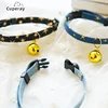 Denim Breakaway Cat Collars with Bell Cat Pendant Kitty Kitten Collars Blue Collar for Female Girl Cats Male Boy Cats Star Print 1