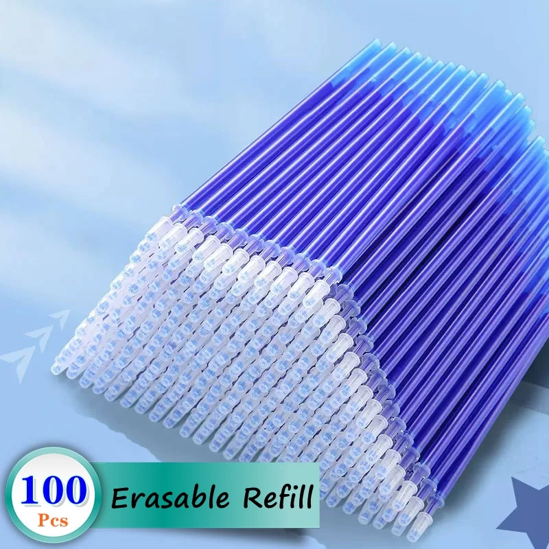 Gel Pen Refill Rod Set 30/50/100Pcs/Lot 0.5mm Erasable Blue Black Ink Shool Washable Handle Writing Stationery Supplies