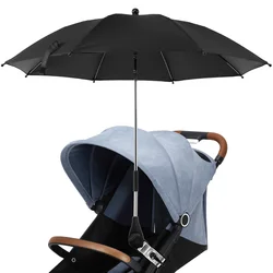 Adjustable UV Protection Sunshade Umbrella for Chairs and Strollers - Sun, Rain, and Windproof (2.black 75cm)